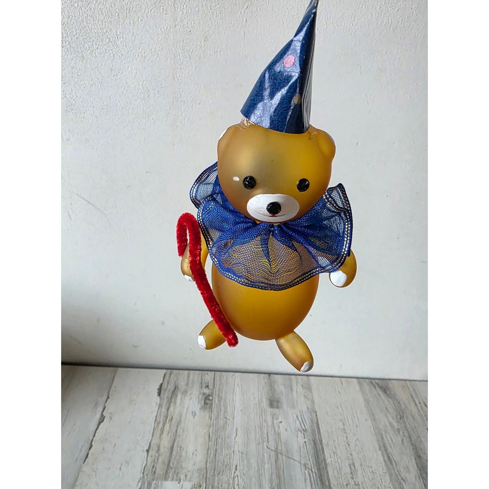 Vintage de carlini Italy Italian bear glass ornament figural Xmas tree
